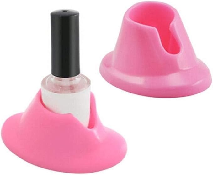 2Pcs Pink Nail Holder Soft Rubber, Nail Polish Bottle Holder Display Nail Art Varnish Polish Seat Tool Anti-spill Bottle Stand Manicure Display Tools Nail Art Supplies for Nail Organizer Display