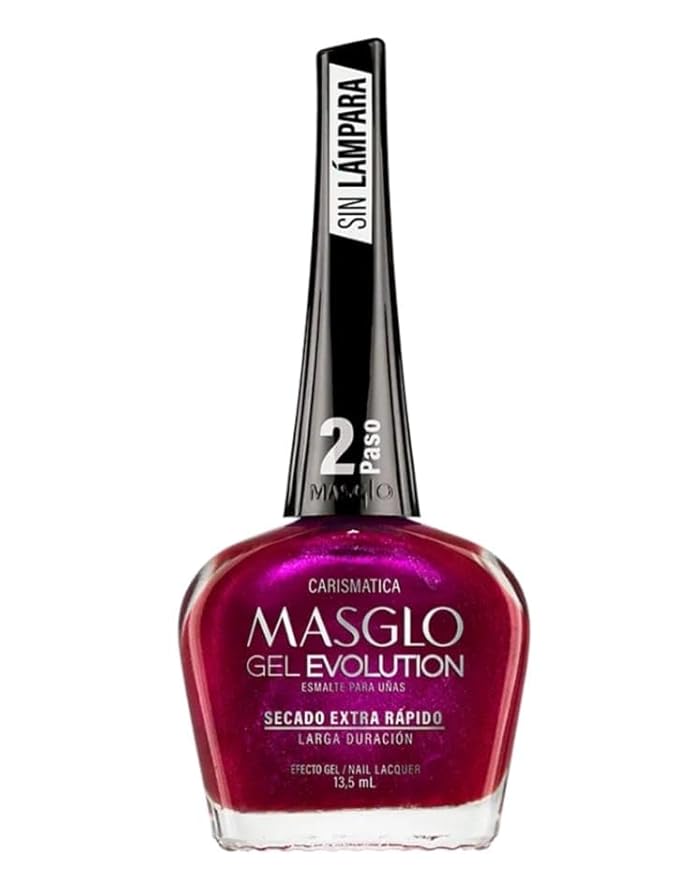 MASGLO GEL EVOLUTION Nail Polish Gel Effect, No UV/Led Lamp Required, Duration up to 12 day, 1 peice color Gel sin necesidad de lampara UV/Led, hasta 12 dias de duracion (CARISMATICA)