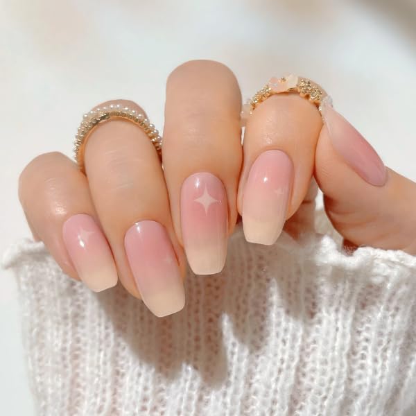Semi Cured Gel Polish Strips | 24pc UV LED Required Wraps | Gift Peel and Stick Nails | Coquette DIY Home Manicure | Press On Alternative (Shy Girl)