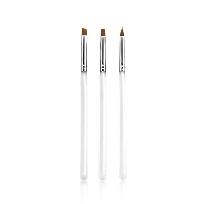 3pcs/set Sharp & Flat & Tilted head Nail Brush Nail Art Acrylic UV Gel Salon Pens Flat Brushes Kit Nail Art Brush Tools (Size3-3)