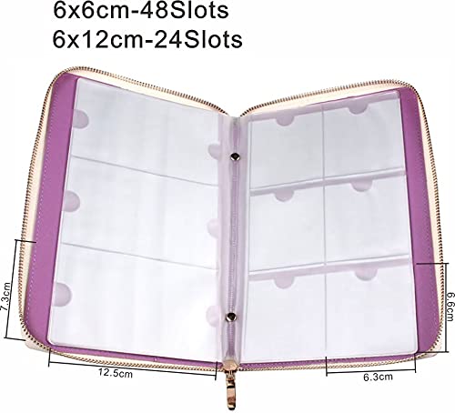 72 Slots Holographic Nail Plates Holder Case Stamping Templates Organizer Square & Round Printing Molds Collection Manicure Tool Accessorie (Silver)