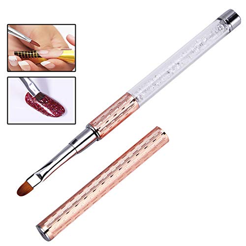 WOKOTO 1 Pcs Rose Gold Acrylic Nail Brush For Manicure Nail Art Painting Detail Brushes, Professional Nail Art Brush Set For Acrylic Application Polish UV Gel Builder Set Brush Tool