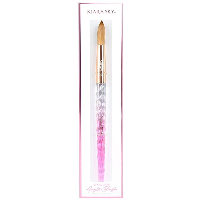 Kiara Sky Acrylic Brush #18 - Pink | 100% Pure Kolinsky | Crystal Cut Handle and Acetone Resistant