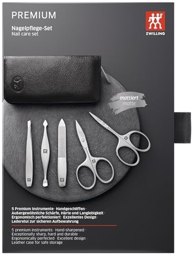 ZWILLING Beauty TWINOX 6-pc Manicure and Pedicure Set with Black Leather Case, Premium Nail Care