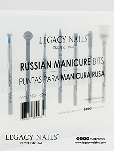 Legacy Nails Professional RUSSIAN MANICURE BITS SET 7 pieces - Ideal For Russian Manicures, Performs Perfectly Around Cuticle Area