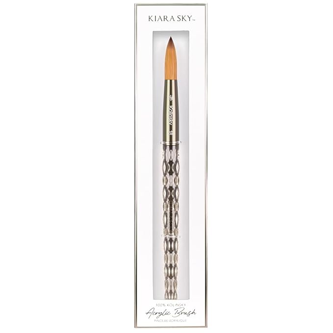 Kiara Sky Acrylic Brush #18 - Black | 100% Pure Kolinsky | Crystal Cut Handle and Acetone Resistant