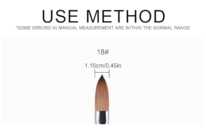 Size 18# Black 100% Kolinsky Sable Acrylic Nail Art Brushes UV Gel Nail Painting Pen Brushes (Size 18)
