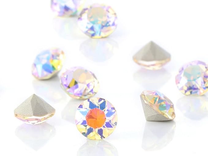 ChangJin 70PCS Mixed Colors Premium K9 Crystals Point Back Rhinestones Round Fancy Stones for Nail Art (4mm 70PCS, Mixed Colors)