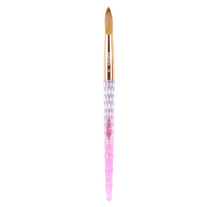 Kiara Sky Acrylic Brush #14 - Pink | 100% Pure Kolinsky | Crystal Cut Handle and Acetone Resistant