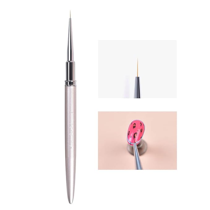 100% Kolinsky Sable Nail Art Striping Brush Liner Pen for Nail Art Design Drawing Painting Professional Manicure Tool for Salon&DIY(Liner Brush 1#)