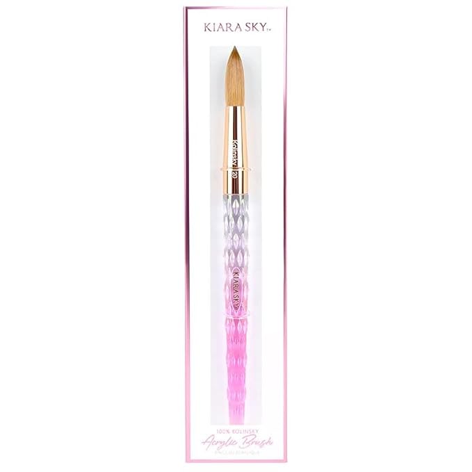 Kiara Sky Acrylic Brush #20 - Pink | 100% Pure Kolinsky | Crystal Cut Handle and Acetone Resistant
