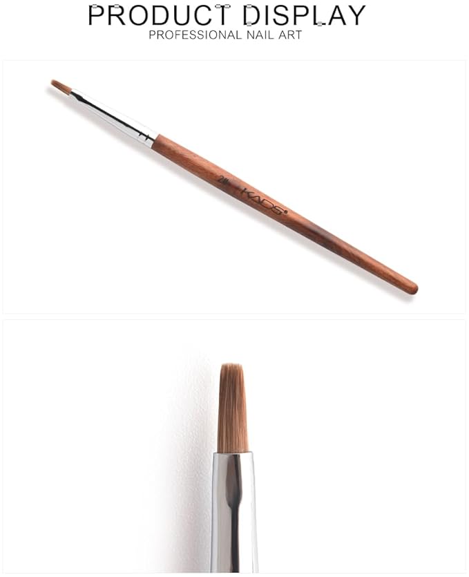 KADS Nail Acrylic Brush Kolinsky Nail Extension Brush Oval Crimped Shaped Sturdy Wooden Handle Acrylic Powder Nail Art Brush Professional Manicure Pedicure (2#)