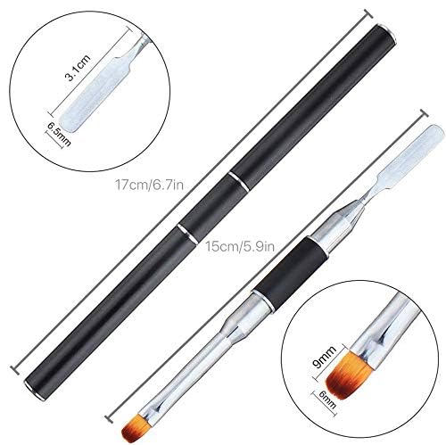 PayPie Dual-Ended Polygel Brush & Picker Brush tool, 2 in 1 Stainless Steel Designs Polygel Nail Brushes Gel Nail Tool for PolyGel Gel Acrylic Nails Extension (Black)
