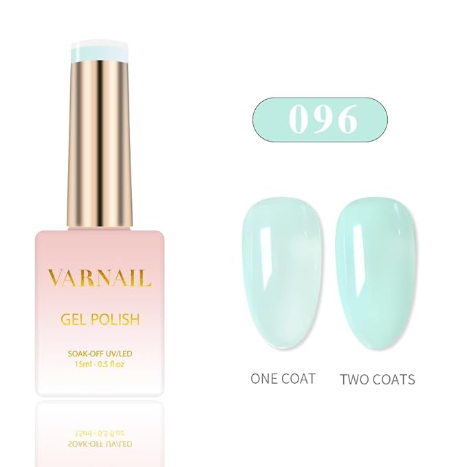 VARNAIL Pastel Sugar Jelly Gel Nail Polish Kit 6 Colors 15 ml , Translucent Sheer Gel Polish, Salon Quality Soak off UV Light Gel Nail Polish Set