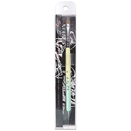 Ivy-L Premium 2 Ways French Gel Acrylic Nail Art Kolinsky Brush with Dotting Tool for Professional Manicure Nail Art Design Cuticle Clean-up + Lime Green Wood Handle (Size 10)