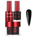 WAVEGEL Soak-Off Gel, Nail Lacquer & Acrylic/Dip Powder Matching Set - Queen Collection - #001 Silky Black