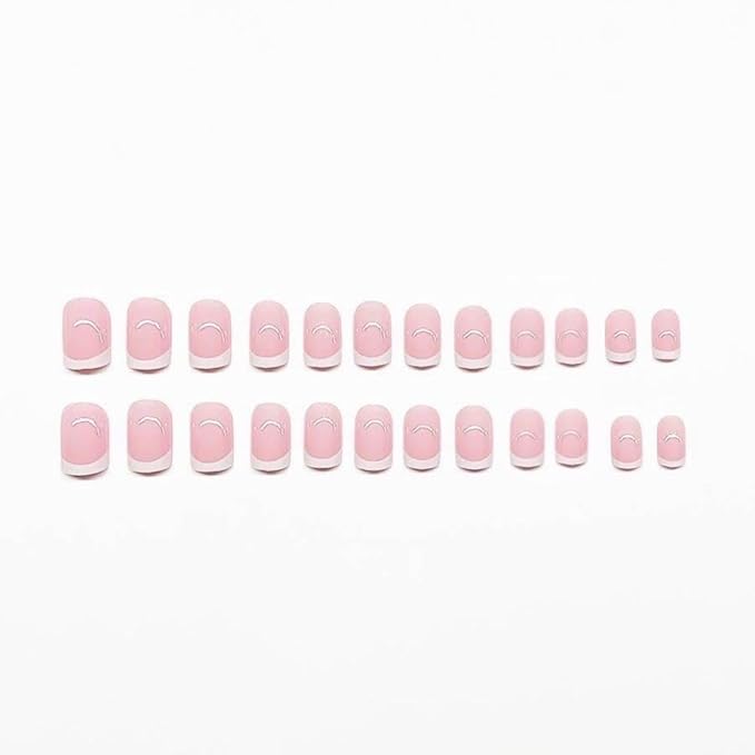 48Pcs White French Tips Press on Nails Short Square Press on Toenails Glossy Skintones Fake Nails with Designs Reusable Full Cover Fake Toenails Summer False Nails Kit for Women Girls Manicure