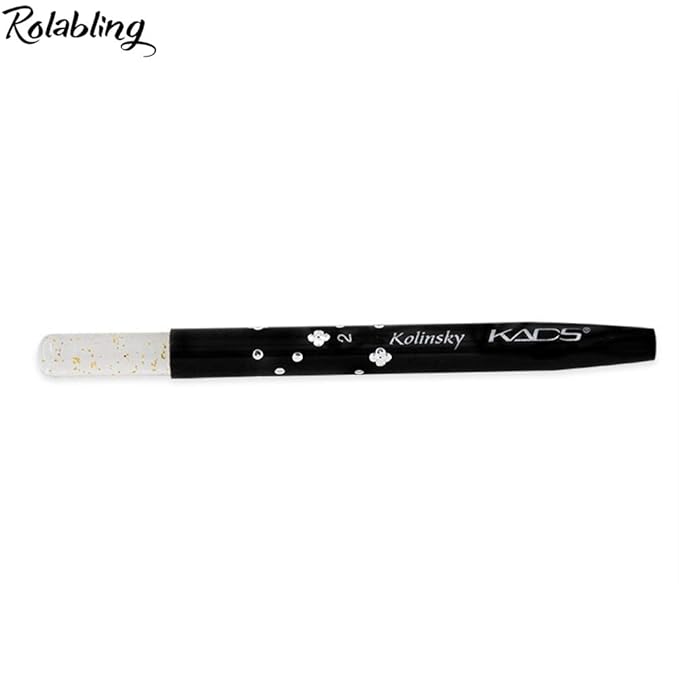 Size 2# Black 100% Kolinsky Sable Acrylic Nail Art Brushes UV Gel Nail Painting Pen Brushes (Size 2)
