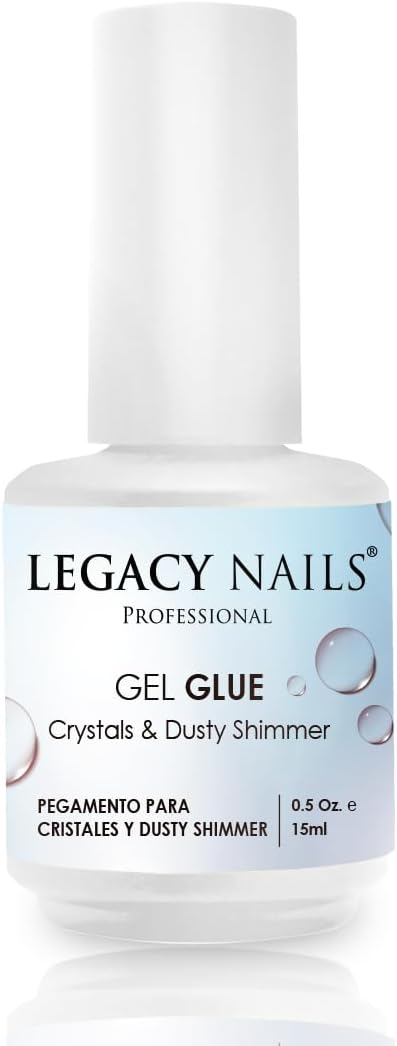 Legacy Nails Professional Gel Glue Crystals & Dusty Shimmer 0.5oz - Adhesive Gel for Crystals, Rhinestones & Nail Art Gems, Quick-Drying, Long-Lasting, Soak-Off, Easy to Use UV LED