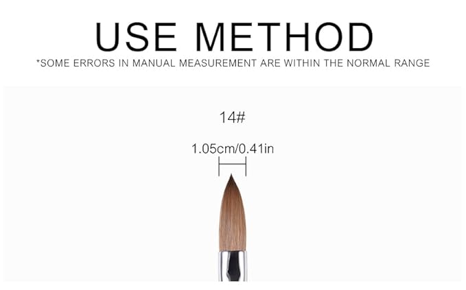 Size 14# Black 100% Kolinsky Sable Acrylic Nail Art Brushes UV Gel Nail Painting Pen Brushes (Szie 14)
