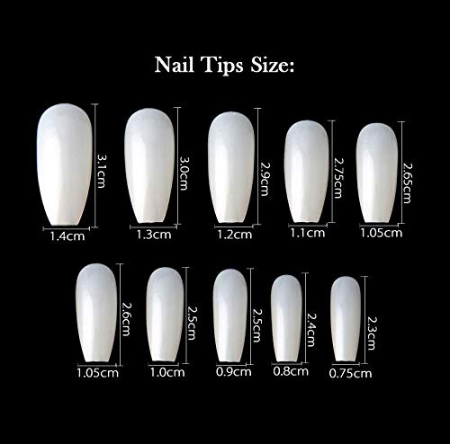 600Pcs Nature Ballerina Fake Nails Coffin Full Cover Acrylic False Nails10 Sizes DIY Nail Art At Home