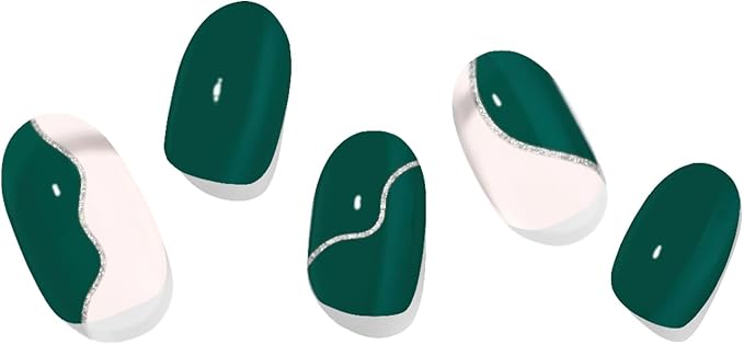 Semi-Cured Gel Nail Strips - 20 Salon-Quality Gel Sticker with UV Light Required, Long Lasting, Easy Application & Removal, Includes Prep Pad, Nail File, Wooden Stick (Green Dream)