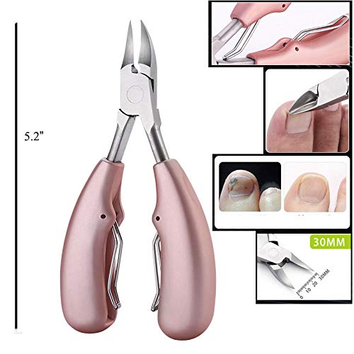 Nail Clippers for Ingrown/Thick Toenail Surgical Grade Stainless Steel Sharp Blades with Soft Ergonomic Handles for Easy Grip Best Nail Clipper & Pedicure Tool (Rose Gold)