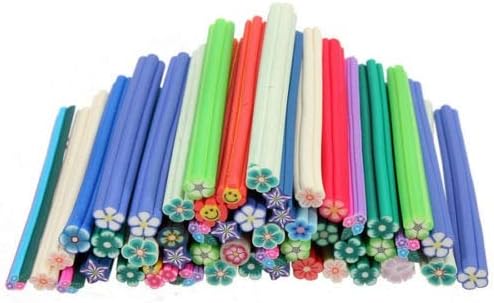 RD-01356 Decor Rhinestone 50PC 3D Mixed Color Nail Art Tools Canes Stick Rods Polymer Clay Nail Stickers Decora Decoration - (Type: Feather)