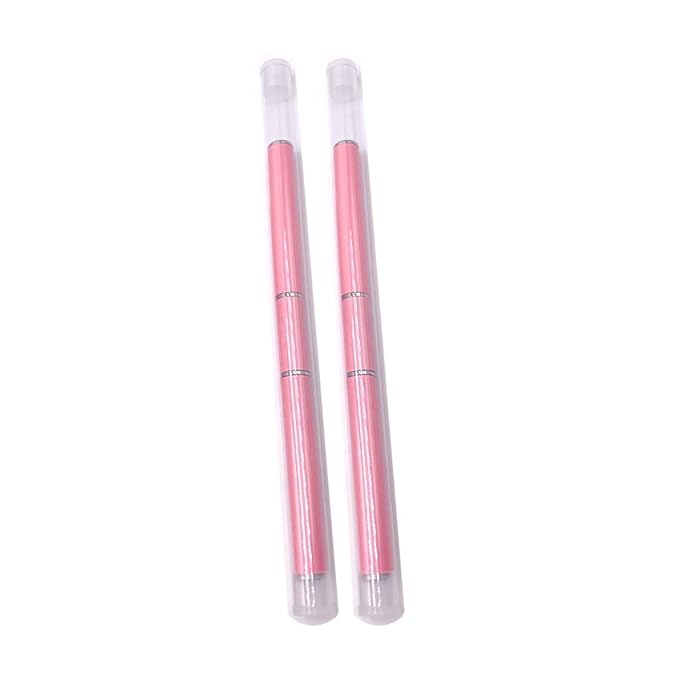 2 Pack of Polygel Brush and Picker Dual-Ended 2 IN 1 Design Stainless Steel Gel Nail Brush Polygel Slice Tool for PolyGel UV Gel Acrylic Nails Extension Quick Building Gel(Pink)