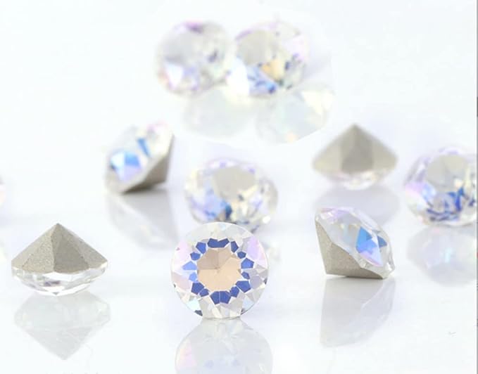 ChangJin 70PCS Mixed Colors K9 Crystals Point Back Rhinestones Round Fancy Stones for Nail Art (8mm 70PCS, Mixed Colors)