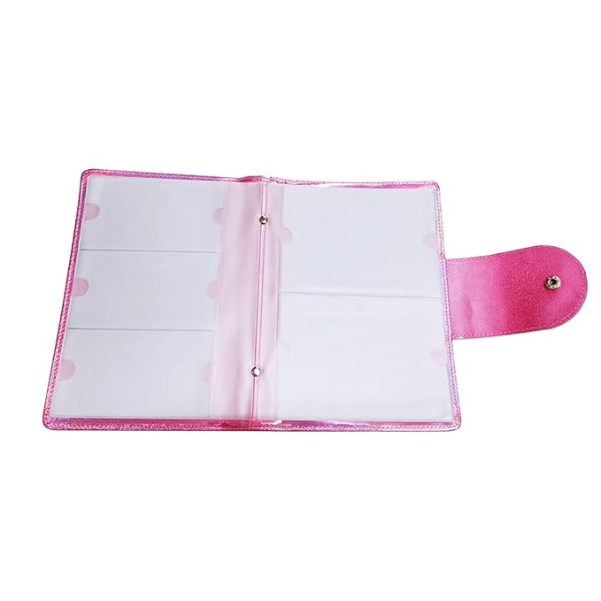 50 Slots Image Stamper Plate Collection Nail Art Stamp Plate Stamping Plates Cases Stamp Nail Template Organzier for 6.0x12.0cm and 9.5X14.5CM Nail Art Plates(Pink)