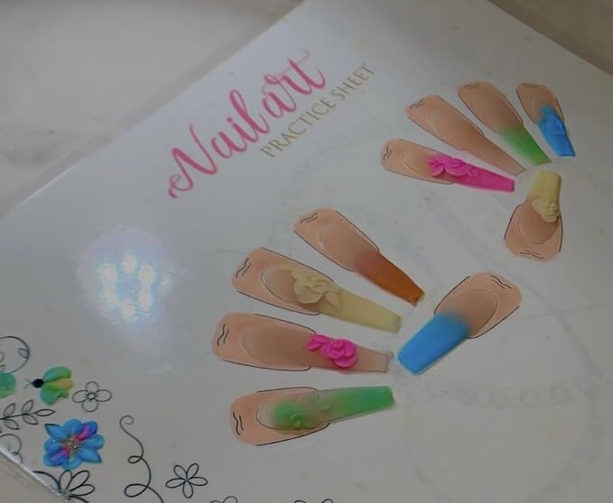 Acrylic Nail Practice Sheet Acrylic nail training mat Nail art practice Sheet Acrylic bead placement training sheet, Practice how to do acrylic nail art Acrylic Line & 3D Practice mat