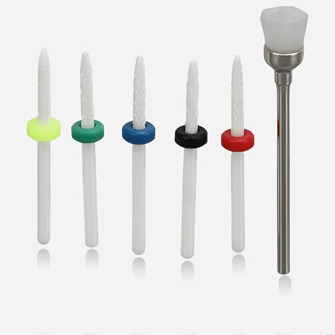 Cramic Bits for Nail Drill 6pcs Nail Drill Bit Set Professional Home Salon Ceramic Cuticle Remover Bits Acrylic Nail Art Tools for Manicure Pedicure Home Salon