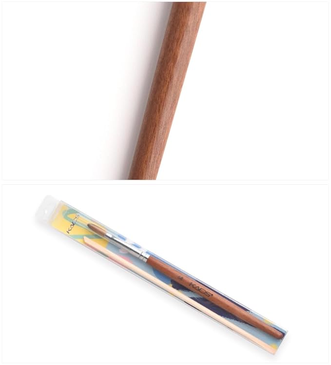 KADS Nail Acrylic Brush Kolinsky Nail Extension Brush Oval Crimped Shaped Sturdy Wooden Handle Acrylic Powder Nail Art Brush Professional Manicure Pedicure (6#)
