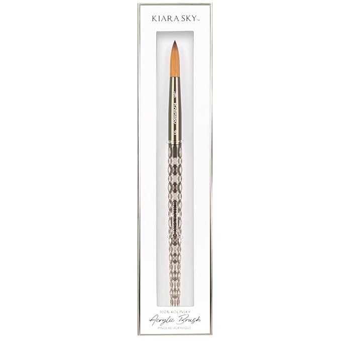 Kiara Sky Acrylic Brush #10 - Black | 100% Pure Kolinsky | Crystal Cut Handle and Acetone Resistant