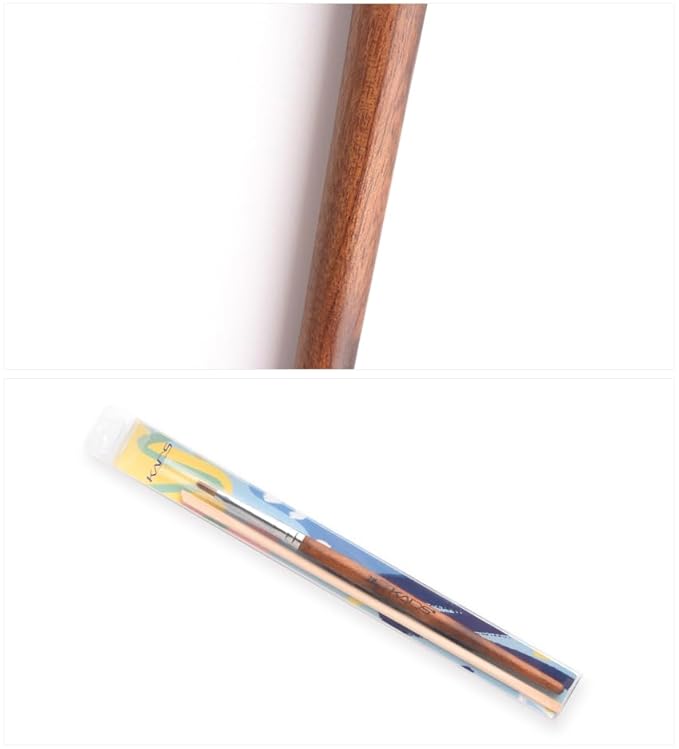 KADS Nail Acrylic Brush Kolinsky Nail Extension Brush Oval Crimped Shaped Sturdy Wooden Handle Acrylic Powder Nail Art Brush Professional Manicure Pedicure (2#)