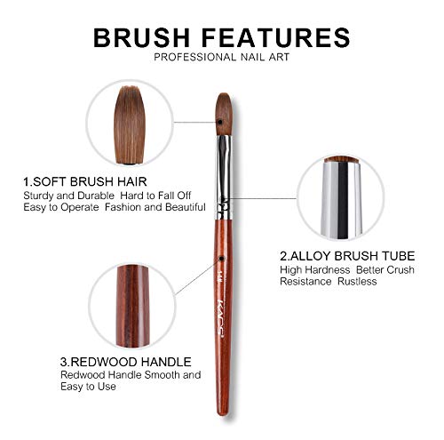 KADS Kolinsky Sable Acrylic Nail Art Brush Red Wood Pen Nail Brush for Nail Art Manicure Tool (14#)