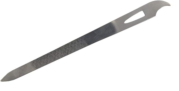Yeshan Stainless Steel Triple-Cut Long Nail File with Nail Cleaner Tip,5.5 Inch,Pack of 2