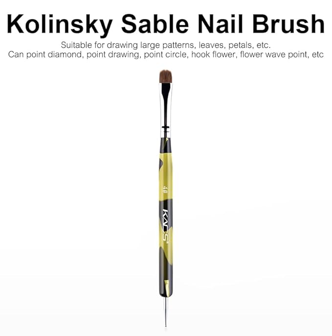 KADS Acrylic Sable Brush 2 Way French Nail Brush Professional French Manicure Clean-up Brush Nail Art Brush Nail Dotting Pen (Size 4)