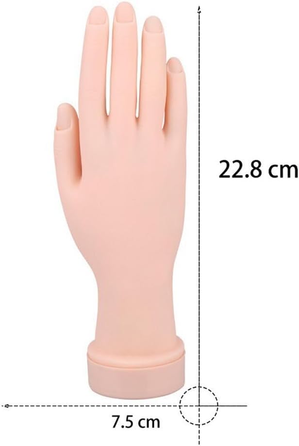 Practice Hand for Acrylic Nails, 8.97Inches Flexible Bendable Fake Hand Manicure Nail Practice Hand for Beginners, Silicone Manicure Training kit for Nail Art