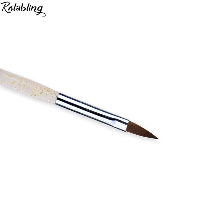 Size 6# Black 100% Kolinsky Sable Acrylic Nail Art Brushes UV Gel Nail Painting Pen Brushes (Size 6)