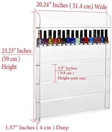 AMT Acrylic Nail Polish Racks for the Wall. CLEAR Nail Polish Display. Essential Oils Organizer. Holds up to 96 Btls. Plus a Microfiber Cloth for Cleaning Purposes (6 Tier /2 Pack)