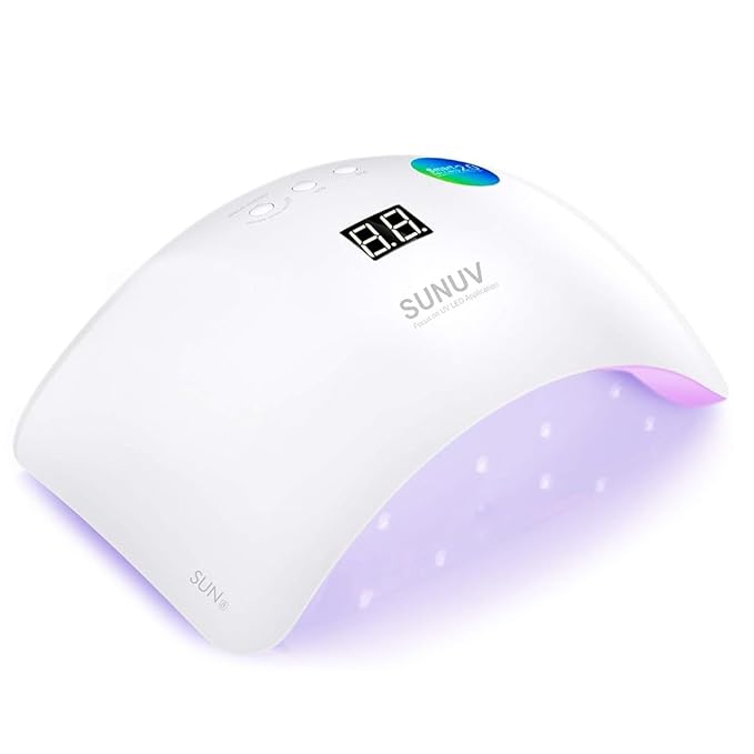 SUNUV SUN8 UV Light for Nails, UV LED Nail Lamp with 3 Timer Settings, Auto Sensor LCD Display Compatible with All Gel Polish Pink