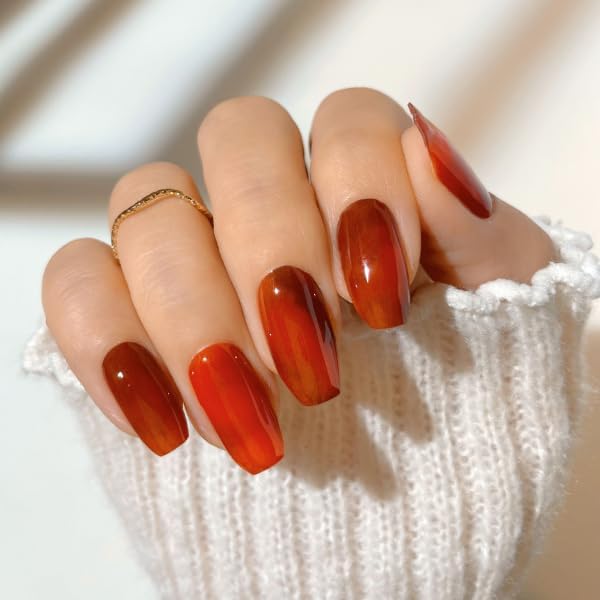 Semi Cured Gel Polish Strips | 24pc UV LED Required Wraps | Gift Peel and Stick Nails | Coquette DIY Home Manicure | Press On Alternative (Lava Gurl)