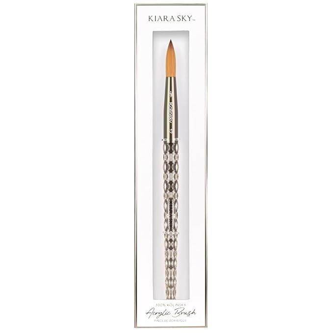 Kiara Sky Acrylic Brush #12 - Clear | 100% Pure Kolinsky | Crystal Cut Handle and Acetone Resistant