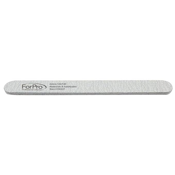 ForPro Zebra Foam Board, 120/180 Grit, Double-Sided Manicure Nail File, 7” L x .75” W 50-Count