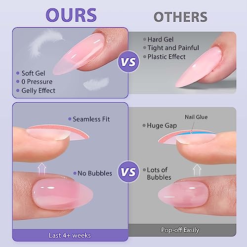 BTArtbox XCOATTIPS Natural Nail Tips - Extra Short Square Press On Nails Pink, Long Lasting Soft Gel Nails False Nail, Soak Off Acrylic Fake Nails Extensions for Nail Art DIY Women