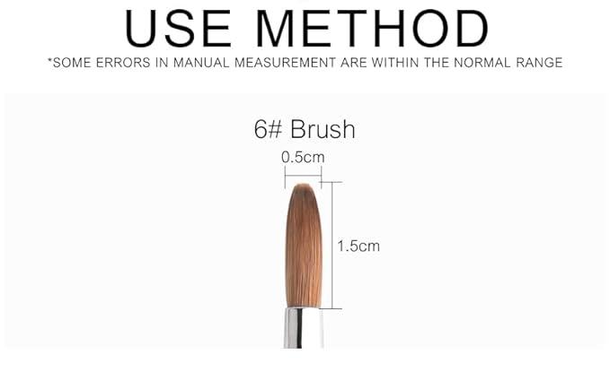 KADS Nail Acrylic Brush Kolinsky Nail Extension Brush Oval Crimped Shaped Sturdy Wooden Handle Acrylic Powder Nail Art Brush Professional Manicure Pedicure (6#)