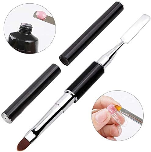 PayPie Dual-Ended Polygel Brush & Picker Brush tool, 2 in 1 Stainless Steel Designs Polygel Nail Brushes Gel Nail Tool for PolyGel Gel Acrylic Nails Extension (Black)