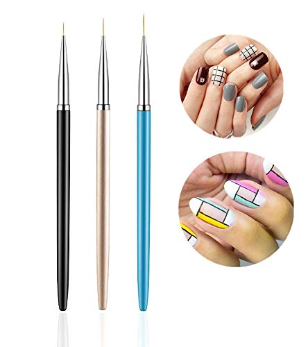 8pcs Nail Art Design Tools, 5PCS Dual-Ended Nail Art Sculpture Pen Dotting Tools with 3PCS Nail Liner Brushes, Silicone Nail Polish Brushes Stainless Steel Carving Drawing Tool